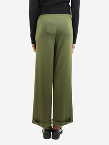 Loro Piana Green silk-blend wide-leg knit trousers - size UK 6