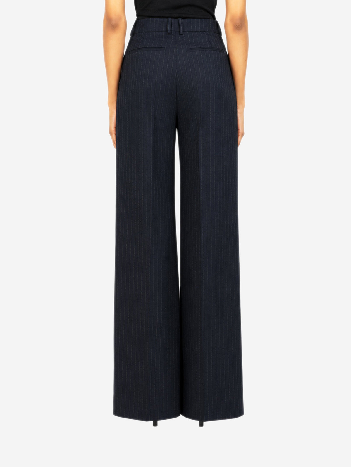 Navy pinstripe high-waisted flared trousers - size UK 8 Trousers Saint Laurent 