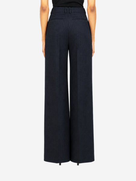 Navy pinstripe high-waisted flared trousers - size UK 8 alternate image
