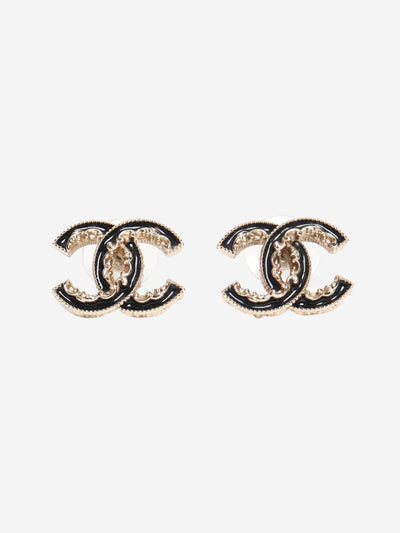 Gold and black CC chain-detail stud earrings Earrings Chanel 