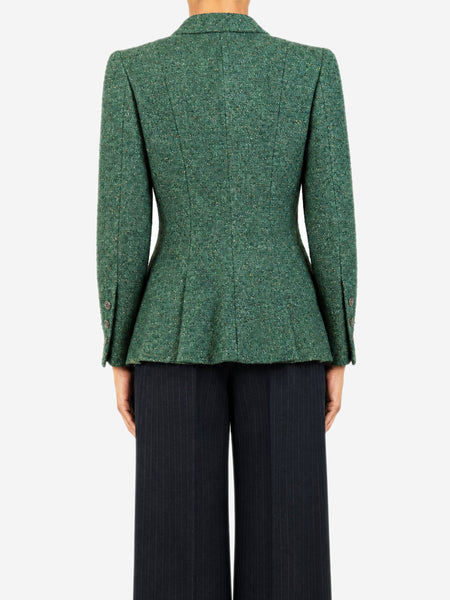 Green vintage 1997 tweed double-breasted jacket - size UK 8 alternate image