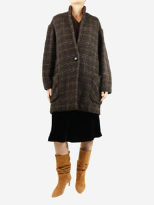 Isabel Marant Etoile Brown plaid wool-blend jacket - size UK 10