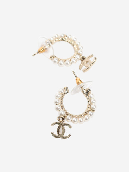 Gold pearl sleeper earrings alternate image