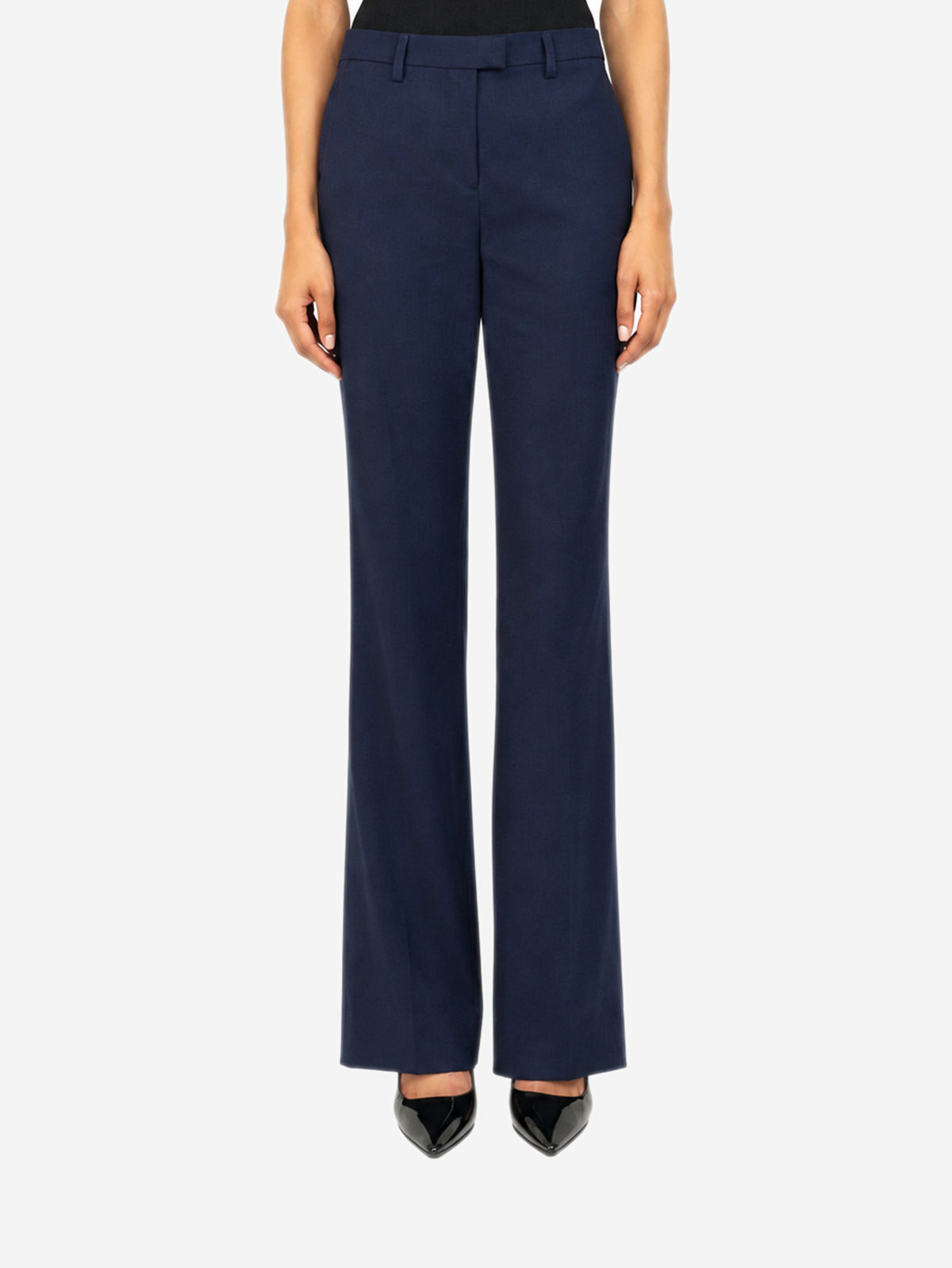 Navy virgin wool straight-leg trousers - size UK 4 Trousers Etro 