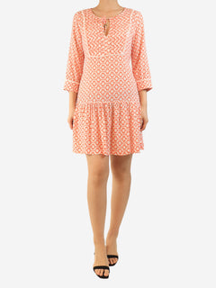 Orange geometric printed mini dress - size M Dresses Heidi Klein 