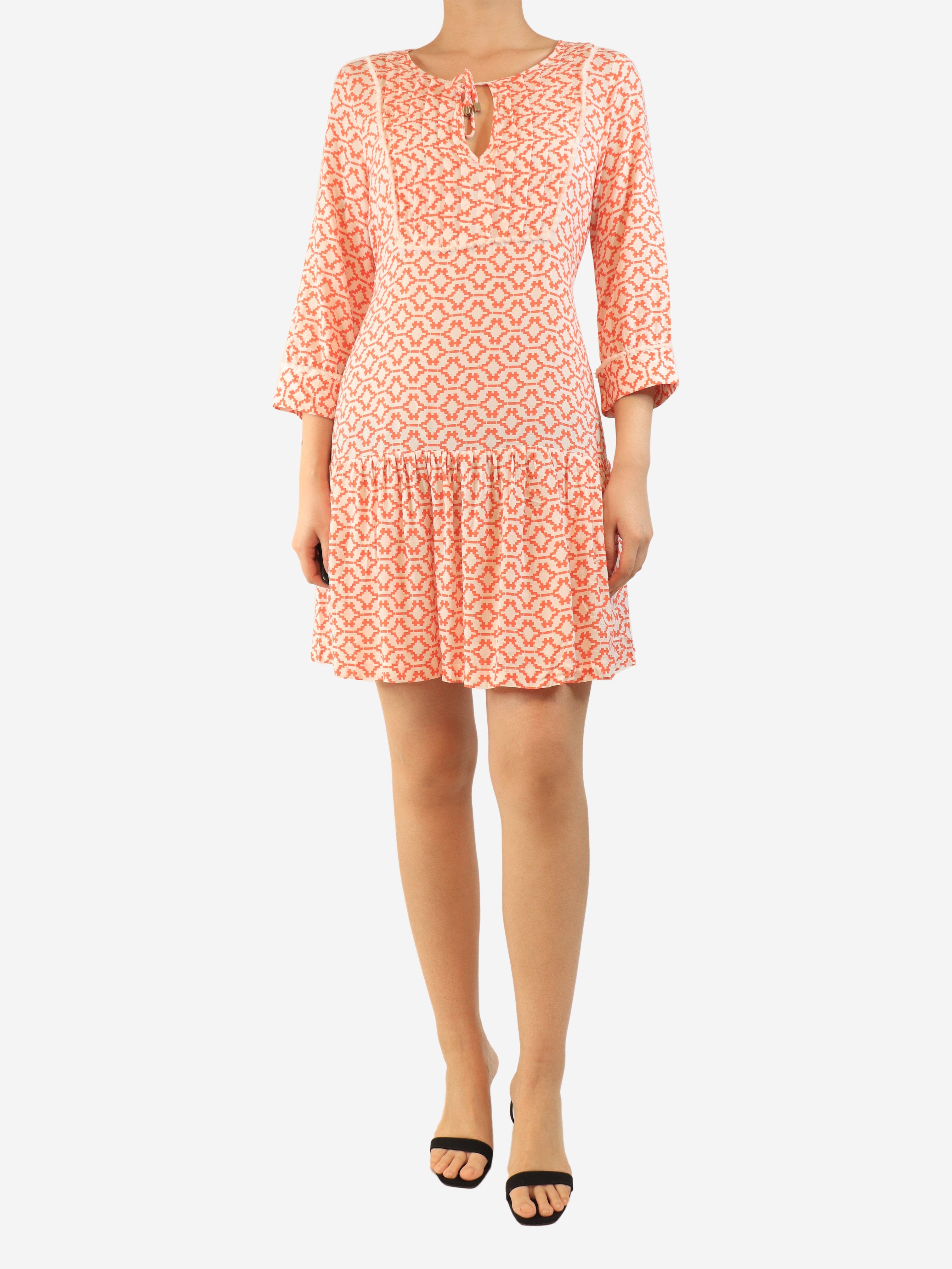 Orange geometric printed mini dress - size M Dresses Heidi Klein 