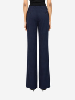 Navy virgin wool straight-leg trousers - size UK 4 Trousers Etro 
