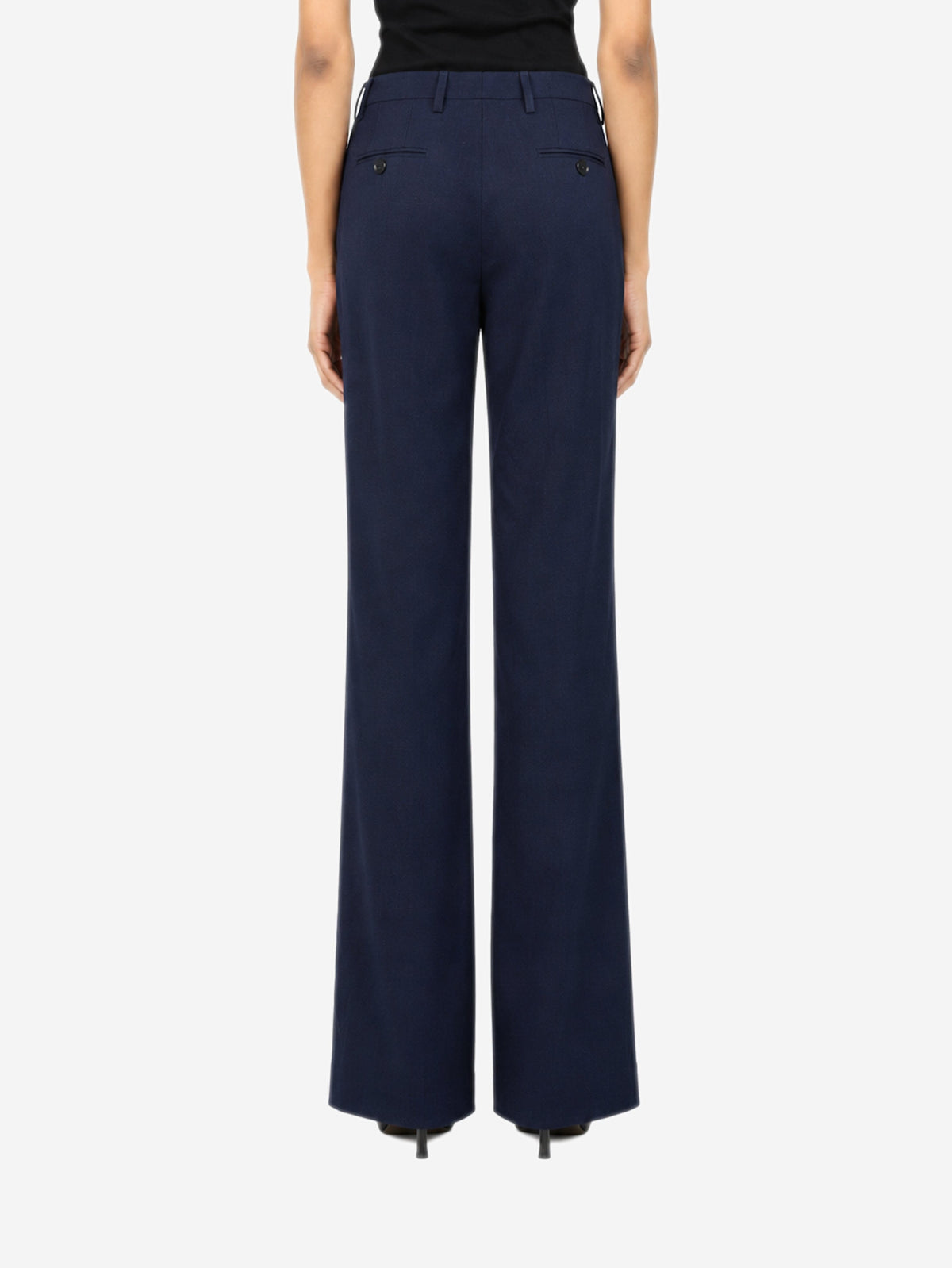 Navy virgin wool straight-leg trousers - size UK 4 Trousers Etro 