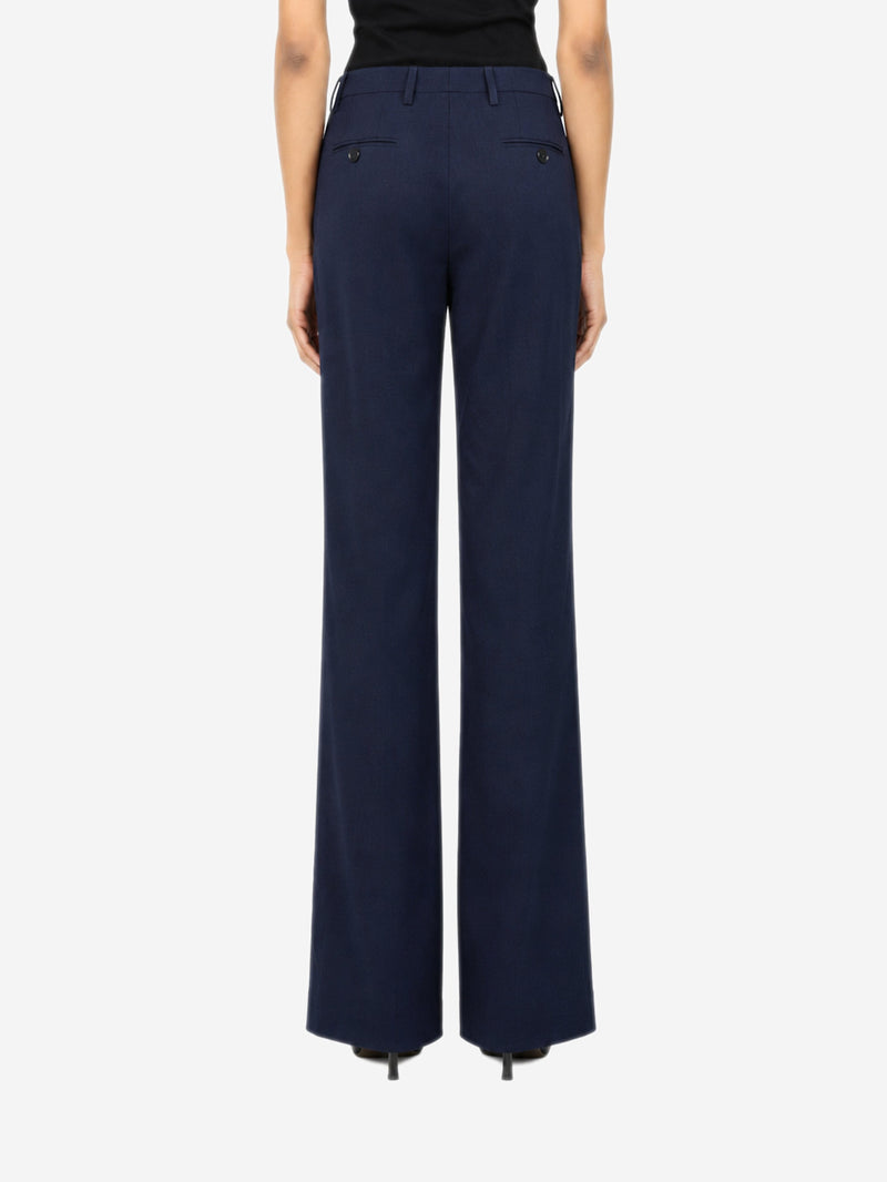 Navy virgin wool straight-leg trousers - size UK 4 Trousers Etro 