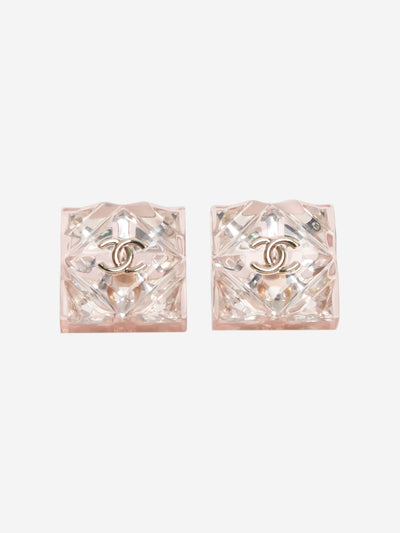 Pink resin square studs Earrings Chanel 