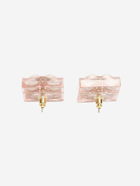 Pink resin square studs alternate image