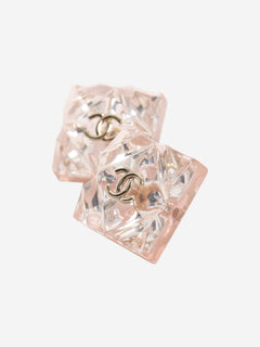 Pink resin square studs Earrings Chanel 