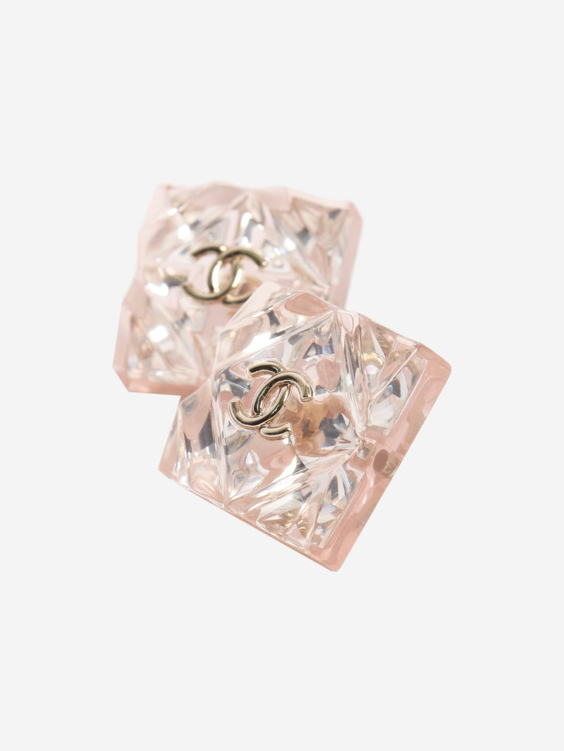 Pink resin square studs Earrings Chanel 