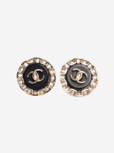 Black CC chain logo studs Earrings Chanel 