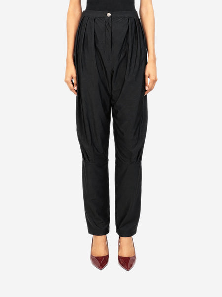 Black satin stripe pleated trousers - size UK 10 product image
