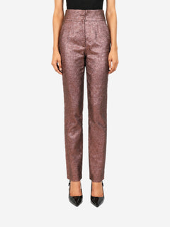 Purple high-waisted lamé trousers - size UK 8 Trousers Dolce & Gabbana 