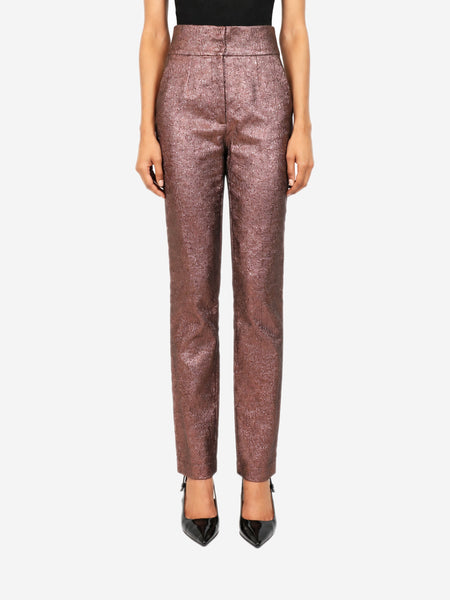 Purple high-waisted lamé trousers - size UK 8 product image