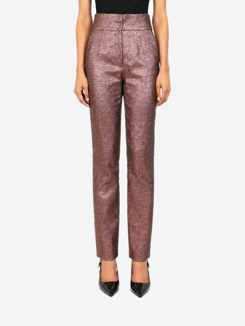 Purple high-waisted lamé trousers - size UK 8 Trousers Dolce & Gabbana 