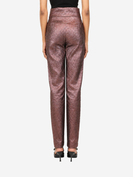 Purple high-waisted lamé trousers - size UK 8 alternate image