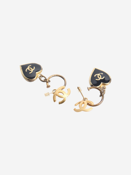 Black heart drop earrings alternate image