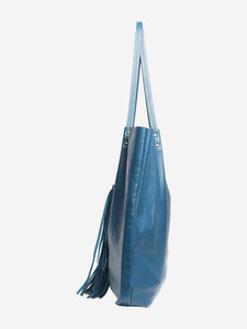 Jil Sander Blue leather tassel tote bag
