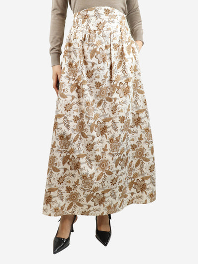 Brown floral-printed maxi skirt - size UK 12 Skirts Anna Mason 