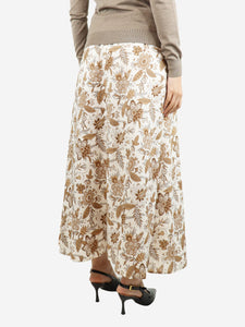 Anna Mason Brown floral-printed maxi skirt - size UK 12