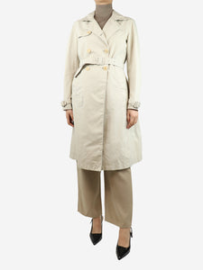 Prada Cream double-breasted belted trench coat - size UK 12