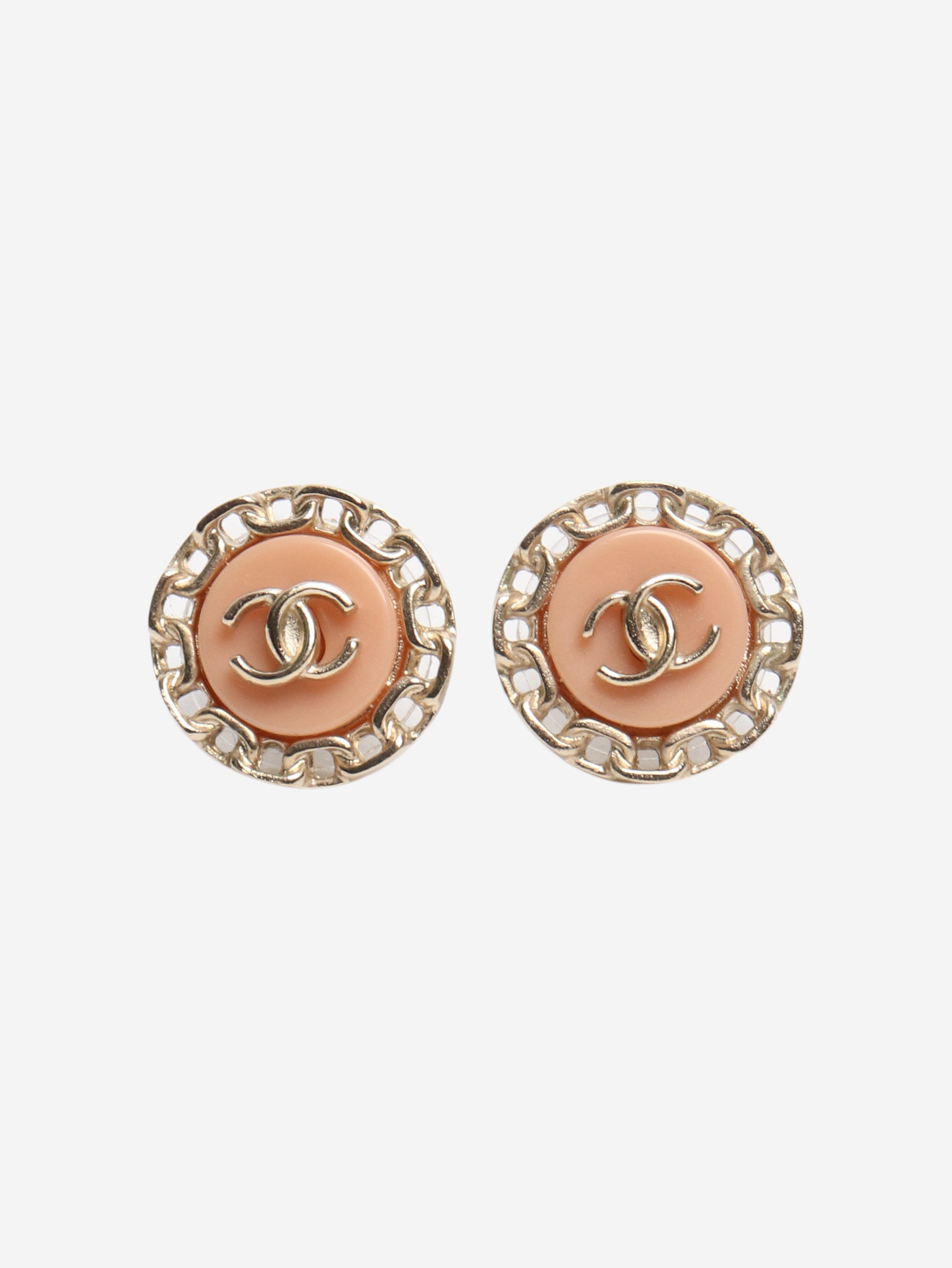 Pink cc chain studs Earrings Chanel 