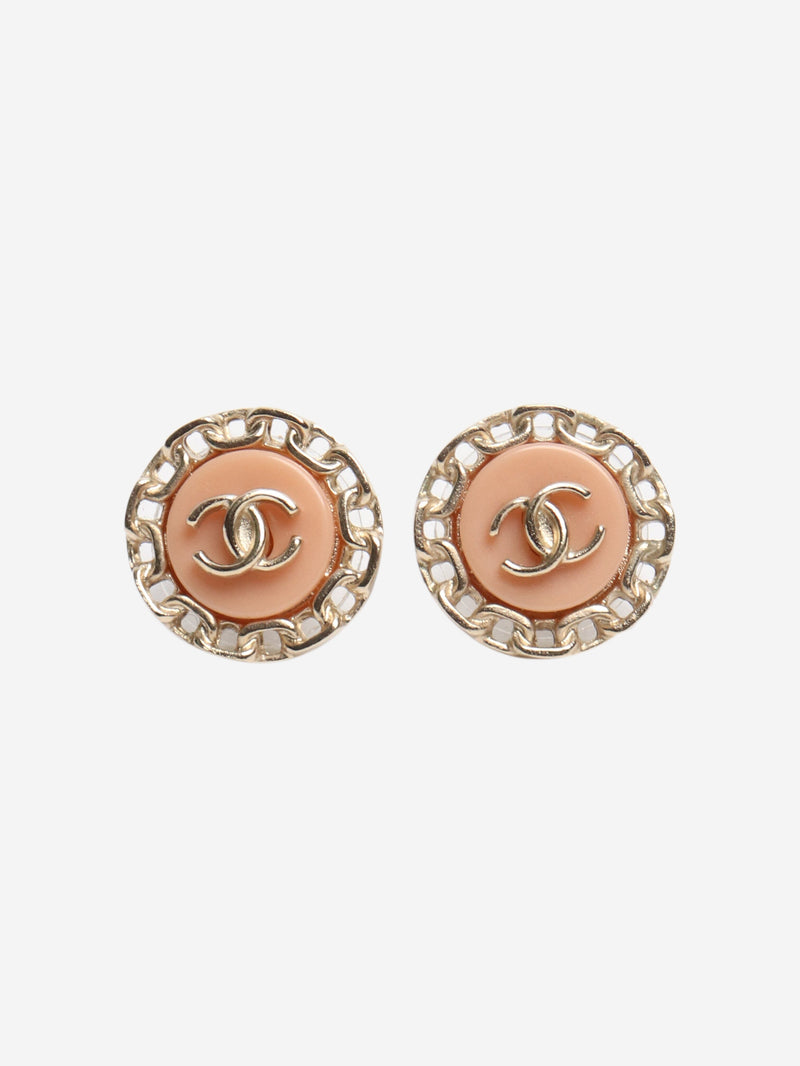 Pink cc chain studs Earrings Chanel 