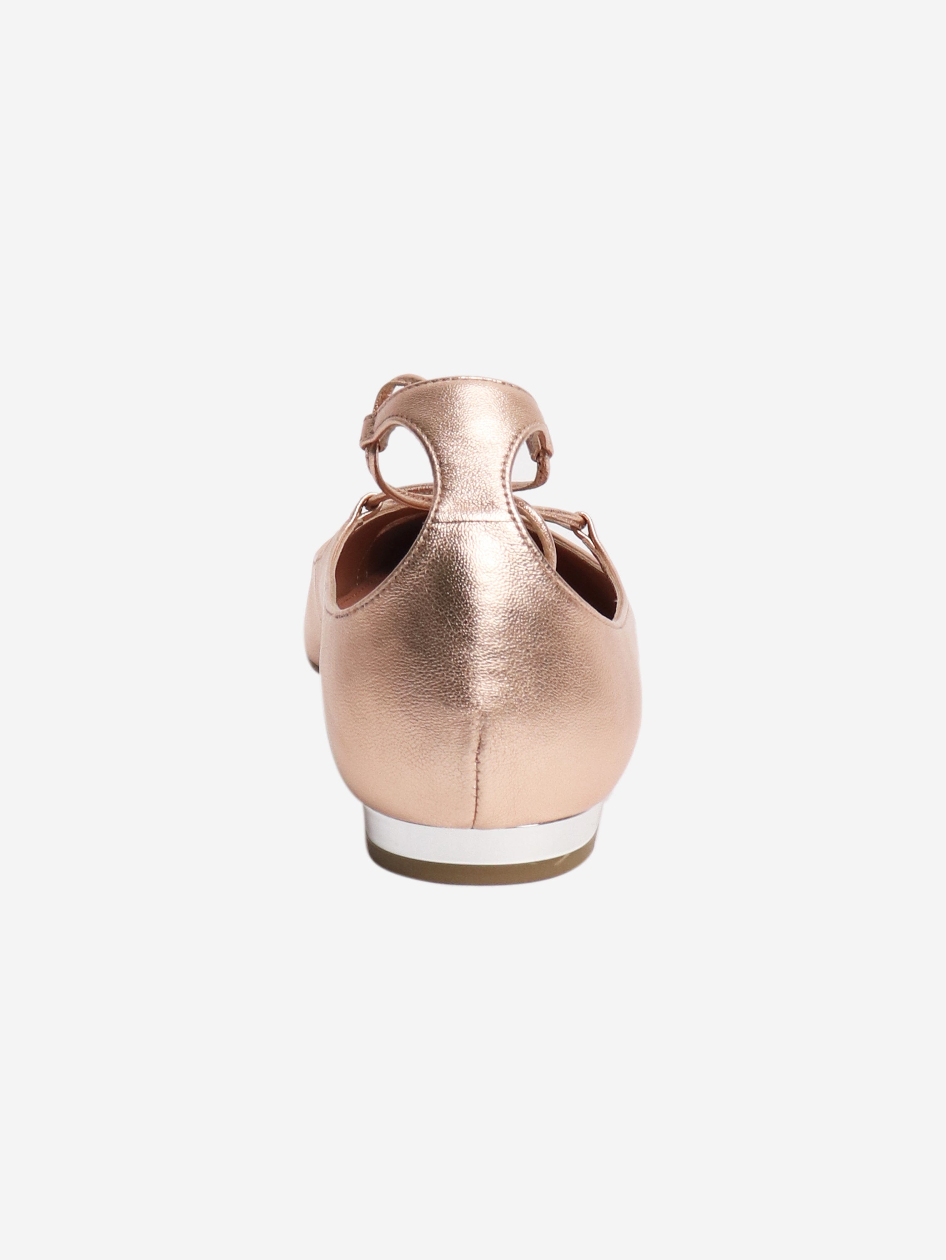 Rose gold Gabi leather ballet flats - size EU 37 Flat Shoes Aquazzura 