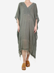 Su Olive green v-neck cotton kaftan - size One Size