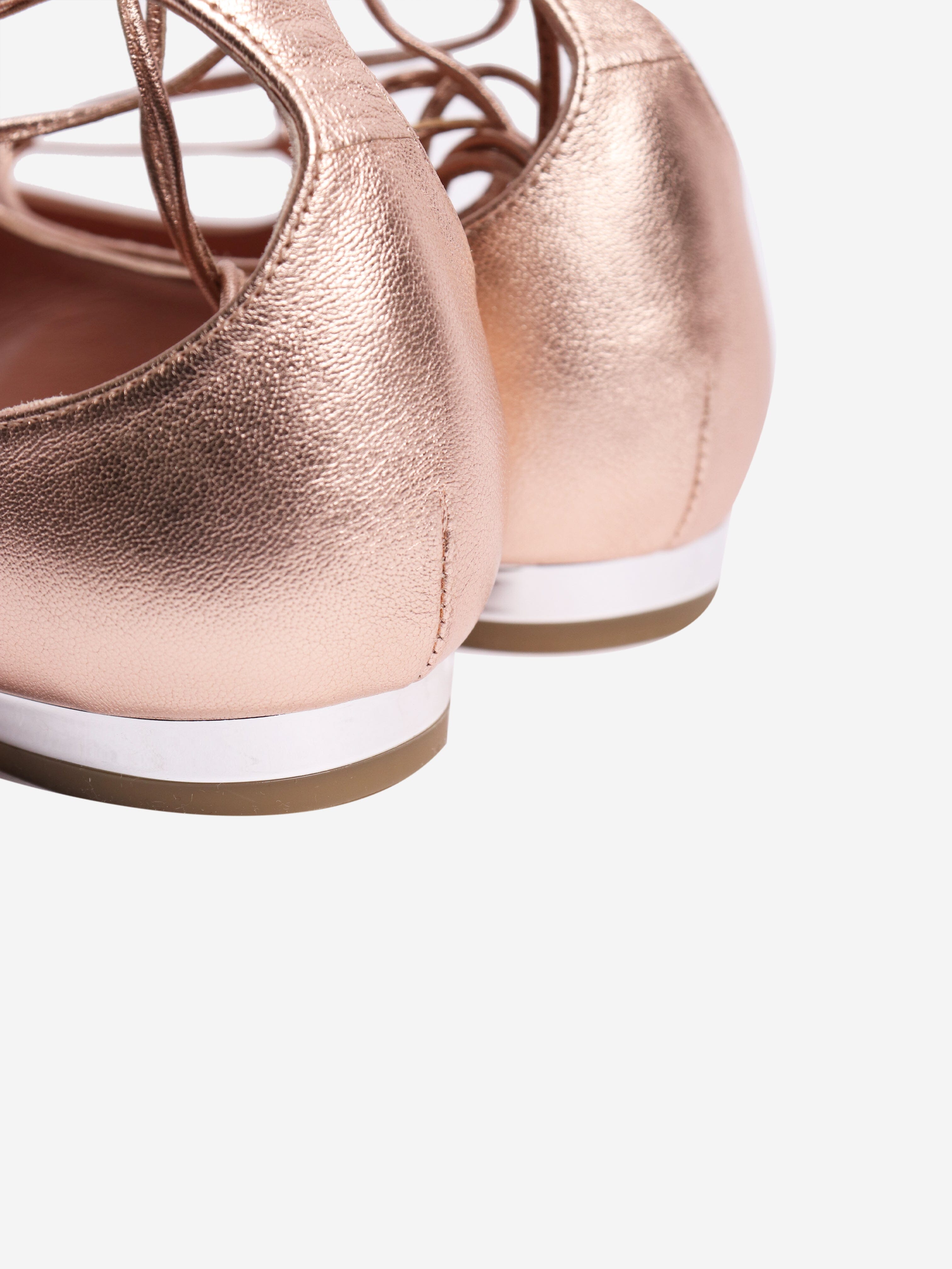 Rose gold Gabi leather ballet flats - size EU 37 Flat Shoes Aquazzura 