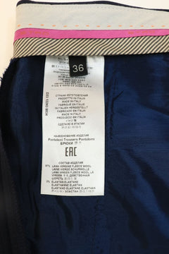 Navy virgin wool straight-leg trousers - size UK 4 Trousers Etro 