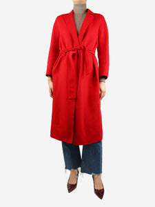 S Max Mara Red belted wool coat - size UK 8