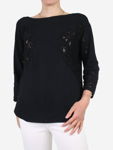 No21 Black floral lace blouse - size IT 40