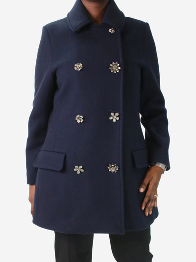 Blue double-breasted wool coat - size US 10 Coats & Jackets Oscar De La Renta