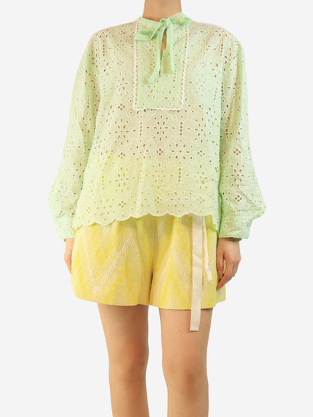 Green broderie-anglaise blouse - size UK 10 product image