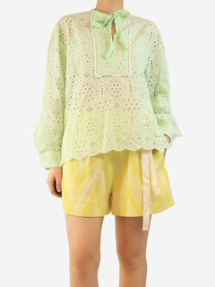 Green broderie-anglaise blouse - size UK 10 Tops Baum Und Pferdgarten 