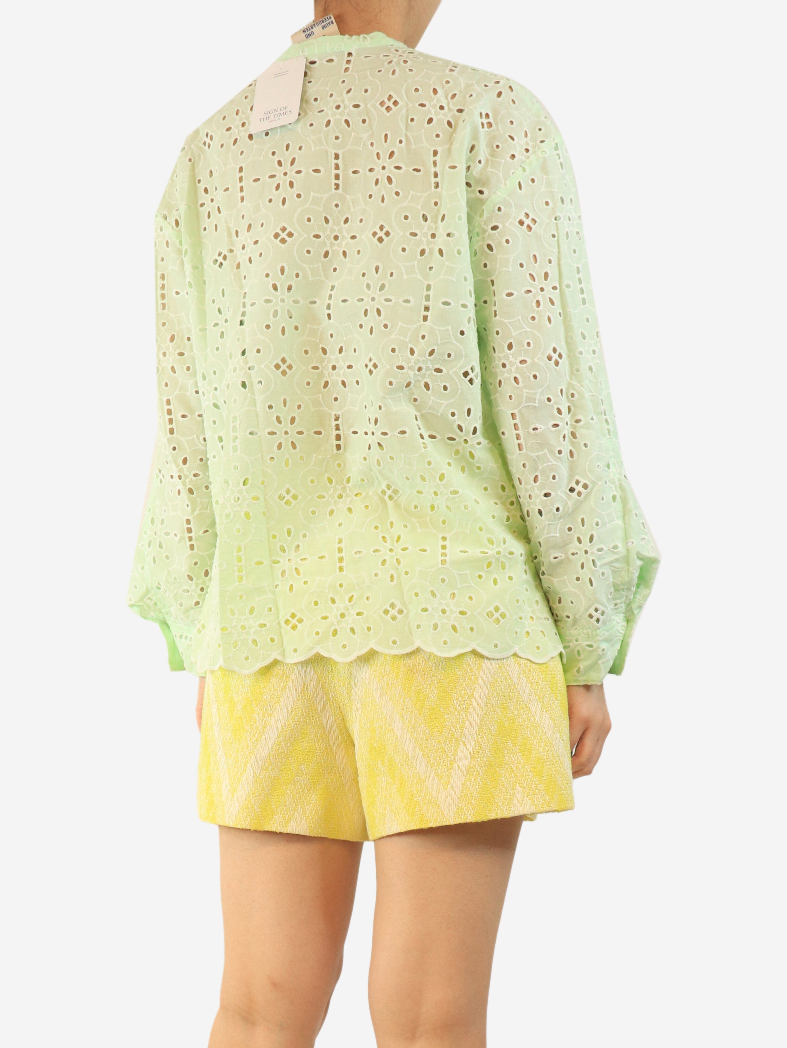 Green broderie-anglaise blouse - size UK 10 Tops Baum Und Pferdgarten 