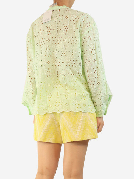 Green broderie-anglaise blouse - size UK 10 alternate image