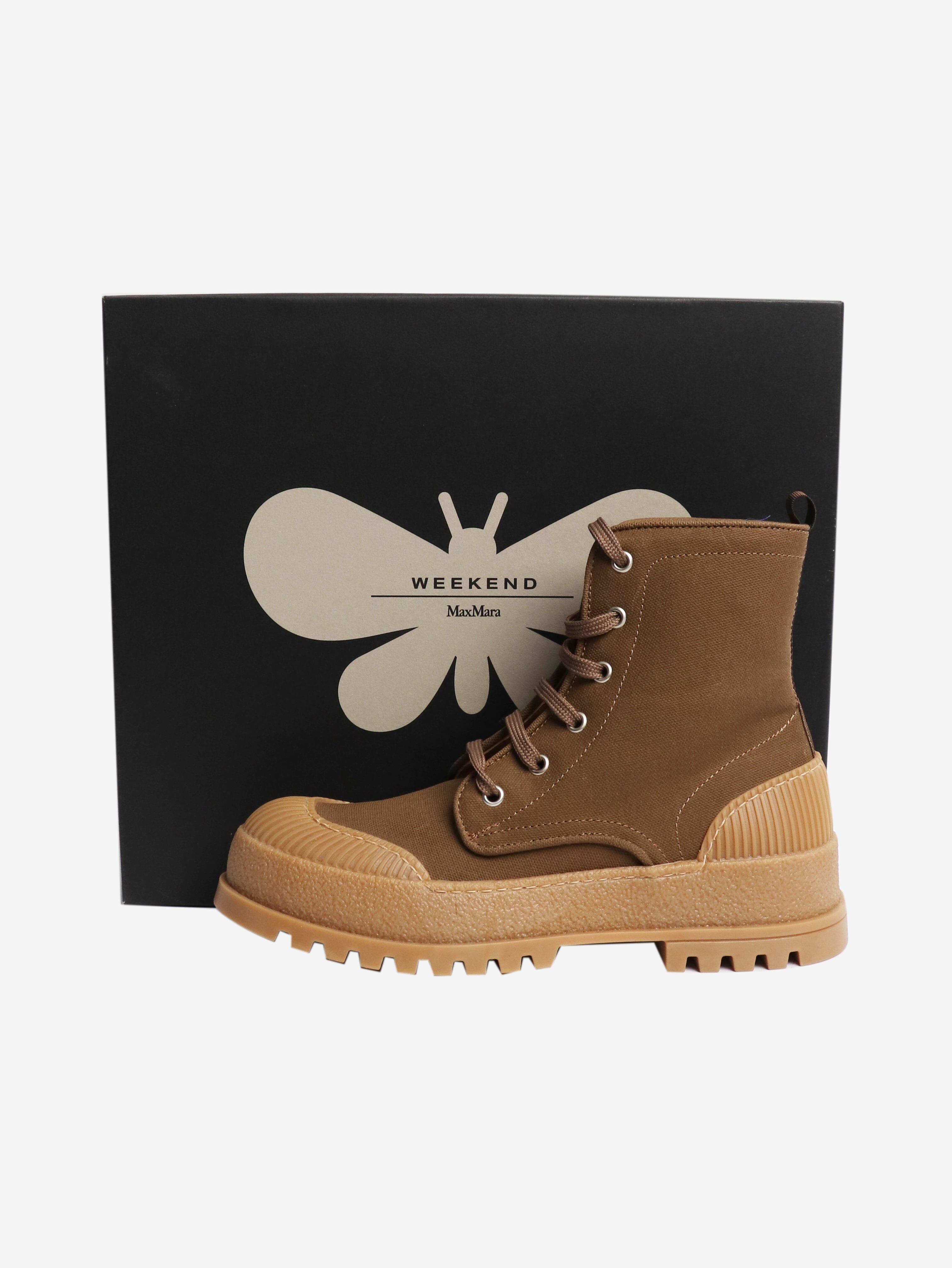 Brown canvas ankle boots - size EU 38 Boots Weekend Max Mara 