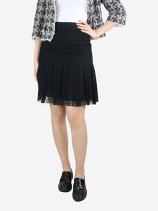 Chanel Black floral lace pleated skirt - size UK 10