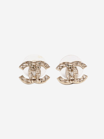 Gold CC tweed-inspired stud earrings Earrings Chanel 