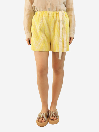 Yellow elasticated jacquard shorts - size UK 8 Shorts Rochas 