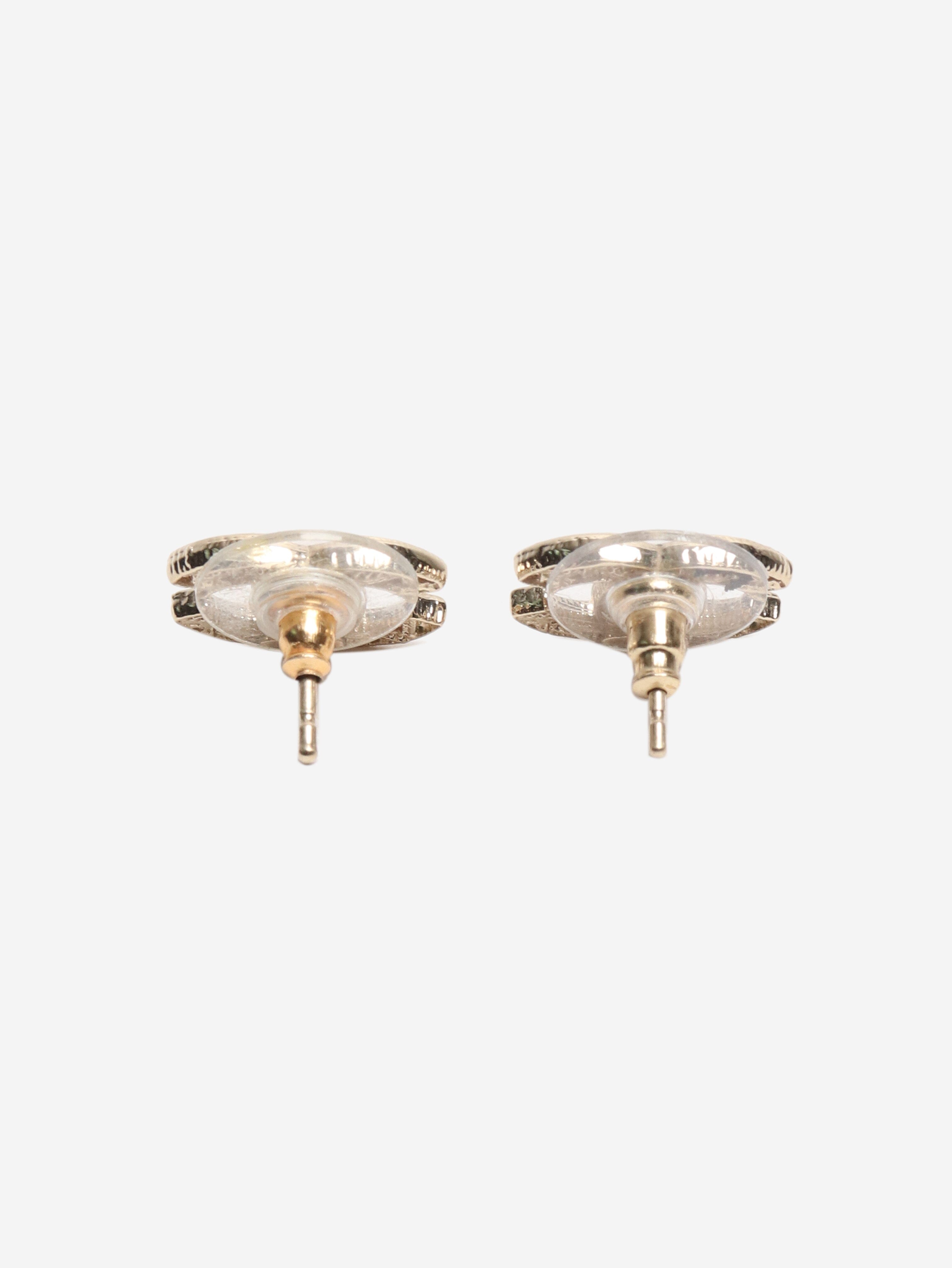 Gold CC tweed-inspired stud earrings Earrings Chanel 