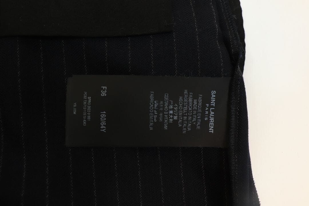 Navy pinstripe high-waisted flared trousers - size UK 8 Trousers Saint Laurent 