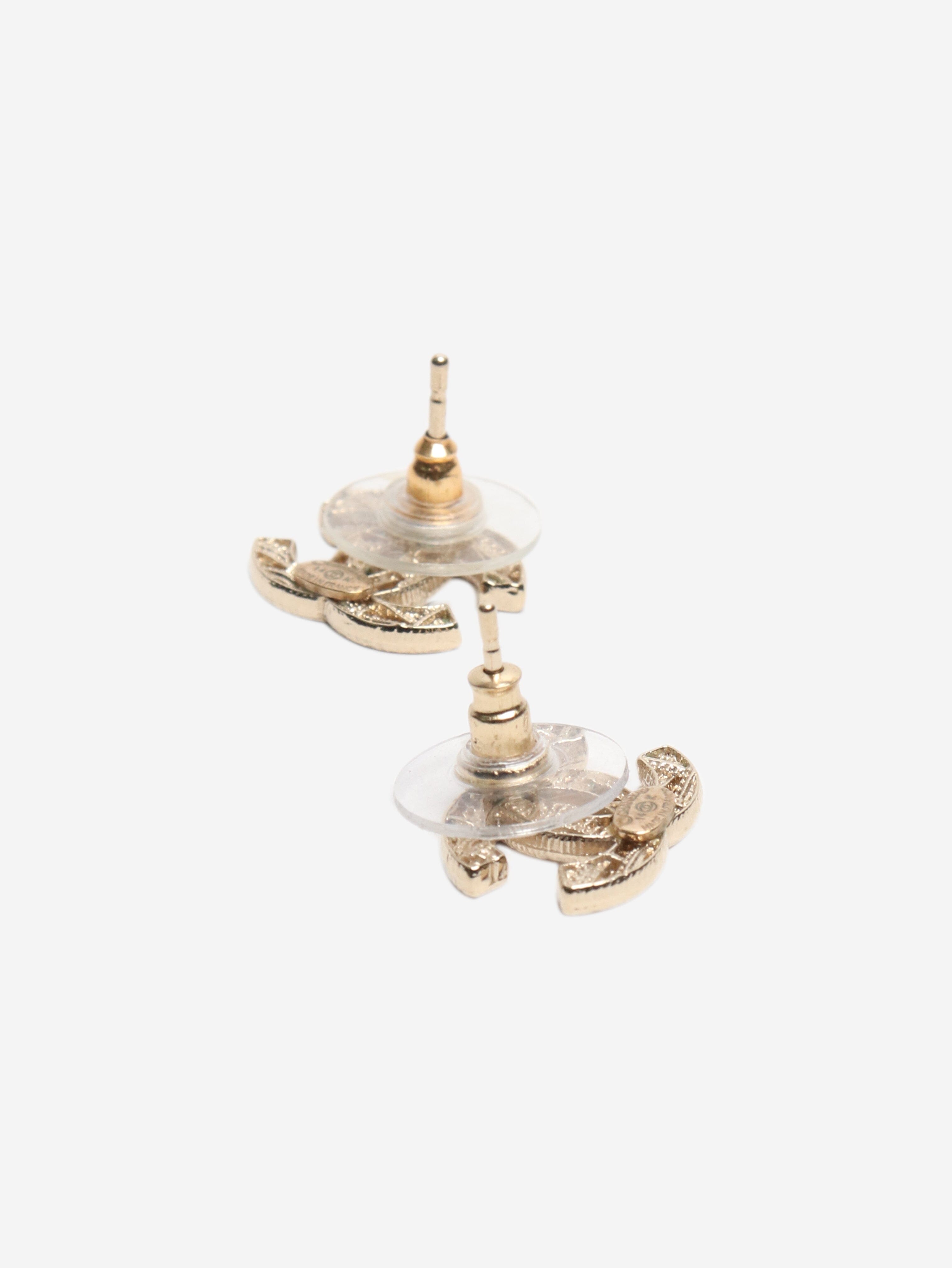 Gold CC tweed-inspired stud earrings Earrings Chanel 