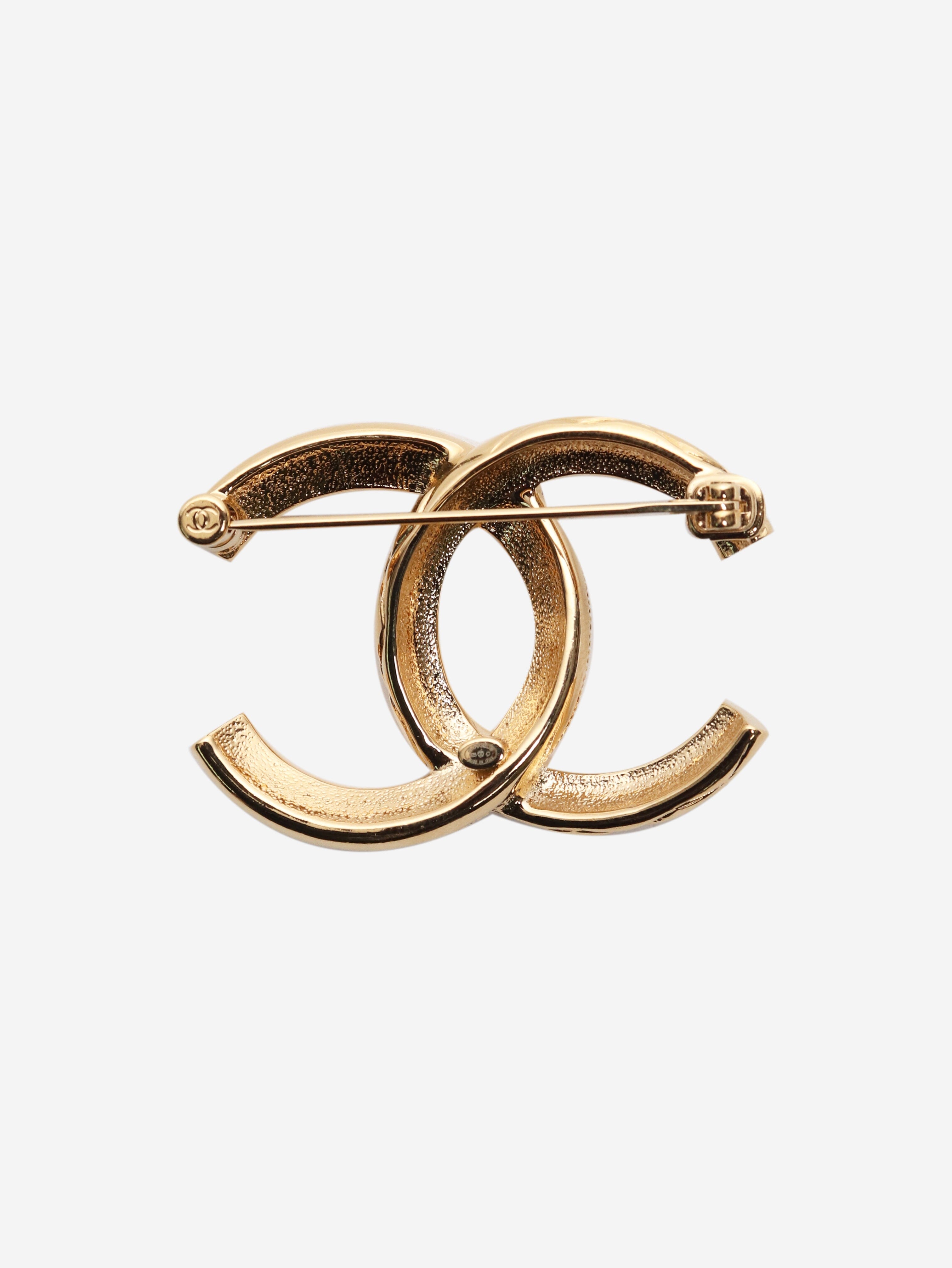 Gold CC diamante brooch Brooches Chanel 