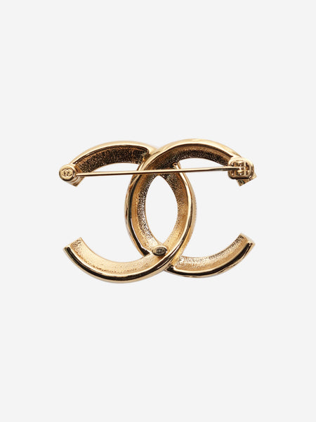 Gold CC diamante brooch alternate image